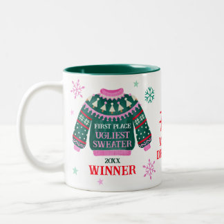 Ugly Sweater Party 1st Place Contest Prize Winner Two-Tone Coffee Mug