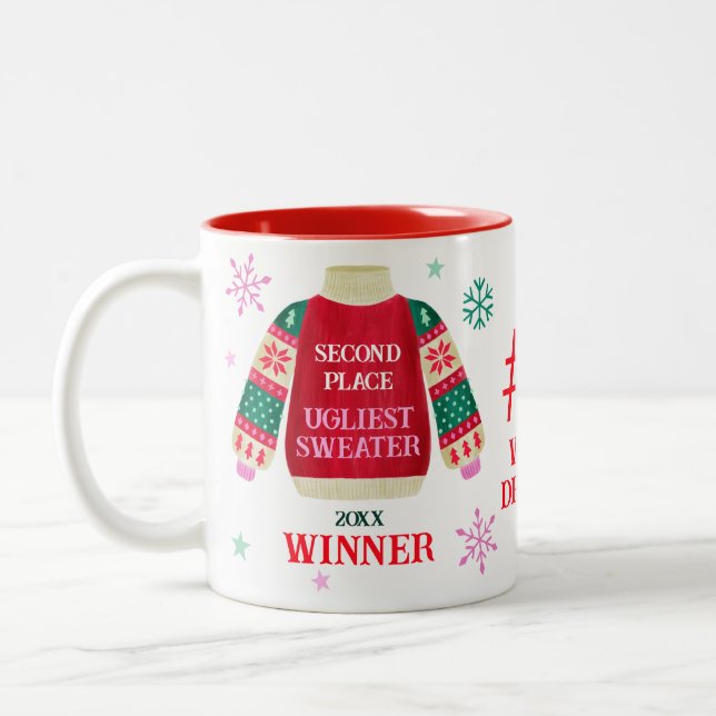 Ugly Sweater Party 2nd Place Contest Prize Winner  Two-Tone Coffee Mug (Left)