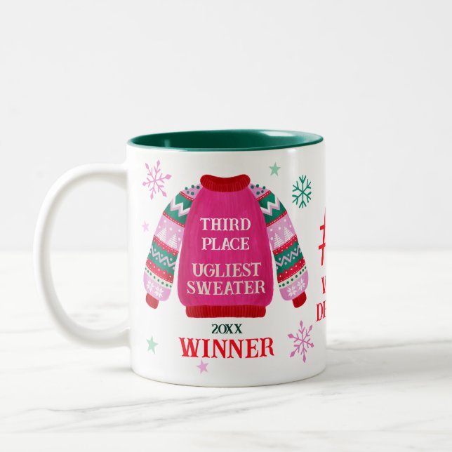 Ugly Sweater Party 3rd Place Contest Prize Winner Two-Tone Coffee Mug (Left)