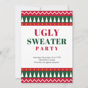 Ugly Sweater Party Christmas Invitation Red Green