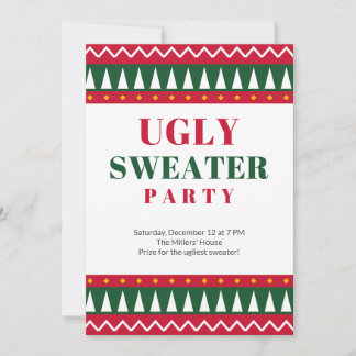 Ugly Sweater Party Christmas Invitation Red Green