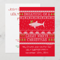 Ugly Sweater Party Funny Shark Invitations