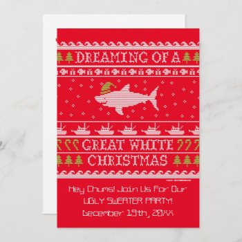 Ugly Sweater Party Funny Shark Invitations by BastardCard at Zazzle