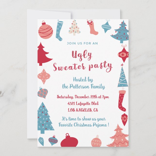 Ugly sweater party invitation business rustic (Front)