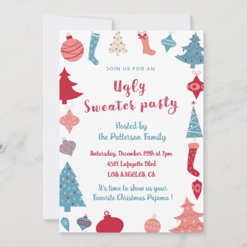Ugly sweater party invitation business rustic