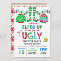 Ugly Sweater Party Invitation Christmas Elfed Up