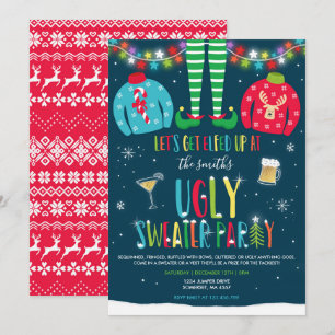 Ugly Sweater Party Invitation Christmas Elfed Up