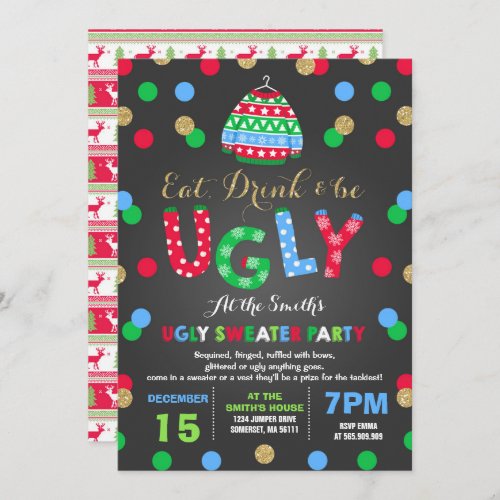 Ugly Sweater Party Invitation Eat Drink  Be Ugly