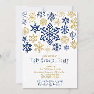 Ugly sweater party invitation Elegant Snowflakes