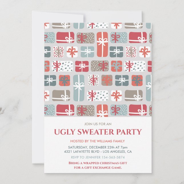Ugly sweater party invitation Gifts Pattern (Front)