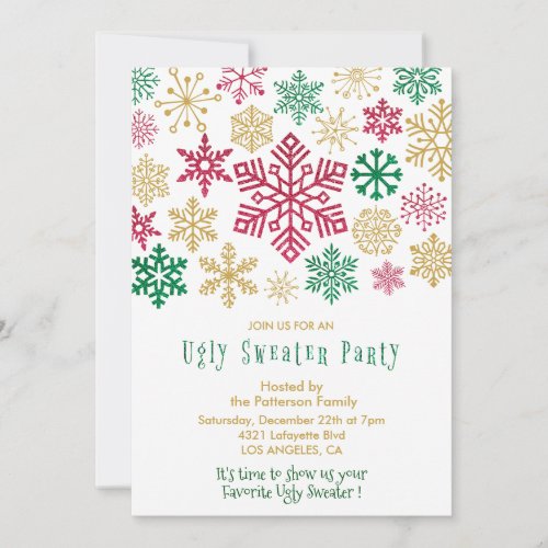 Ugly sweater party invitation modern Snowflakes