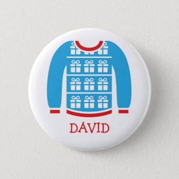 Ugly Sweater Party Name Tags Button by PineAndBerry at Zazzle