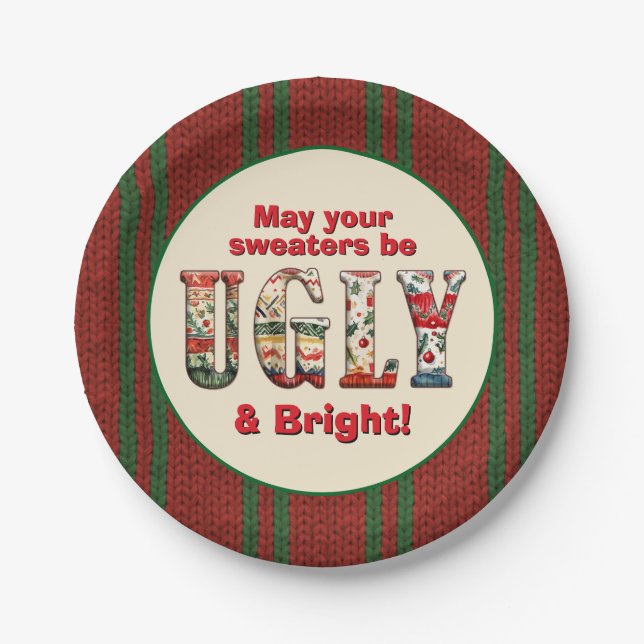 Ugly Sweater Party Paper Plates (Front)