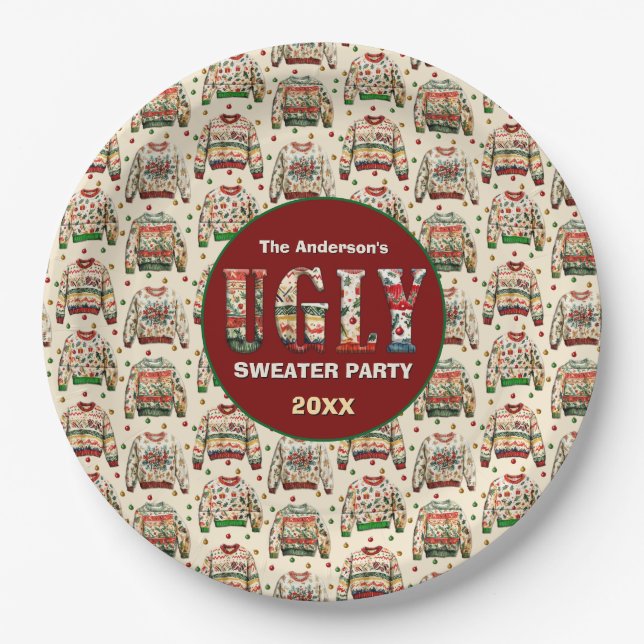 Ugly Sweater Party Paper Plates (Front)