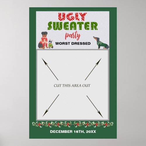 Ugly Sweater Party Photo Booth Prop Portable Poster