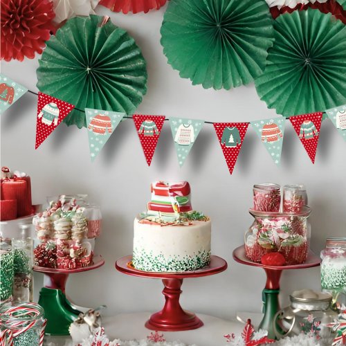 Ugly Sweater Party Red and Green Bunting Banner