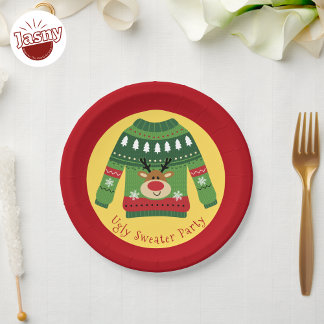 Ugly Sweater Party Reindeer Paper Plates