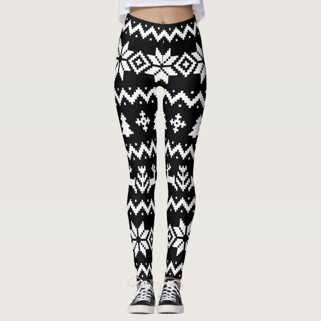 Ugly sweater pattern Christmas  Leggings (Front)
