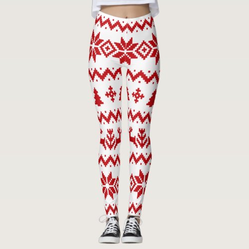 Ugly sweater pattern Christmas  Leggings