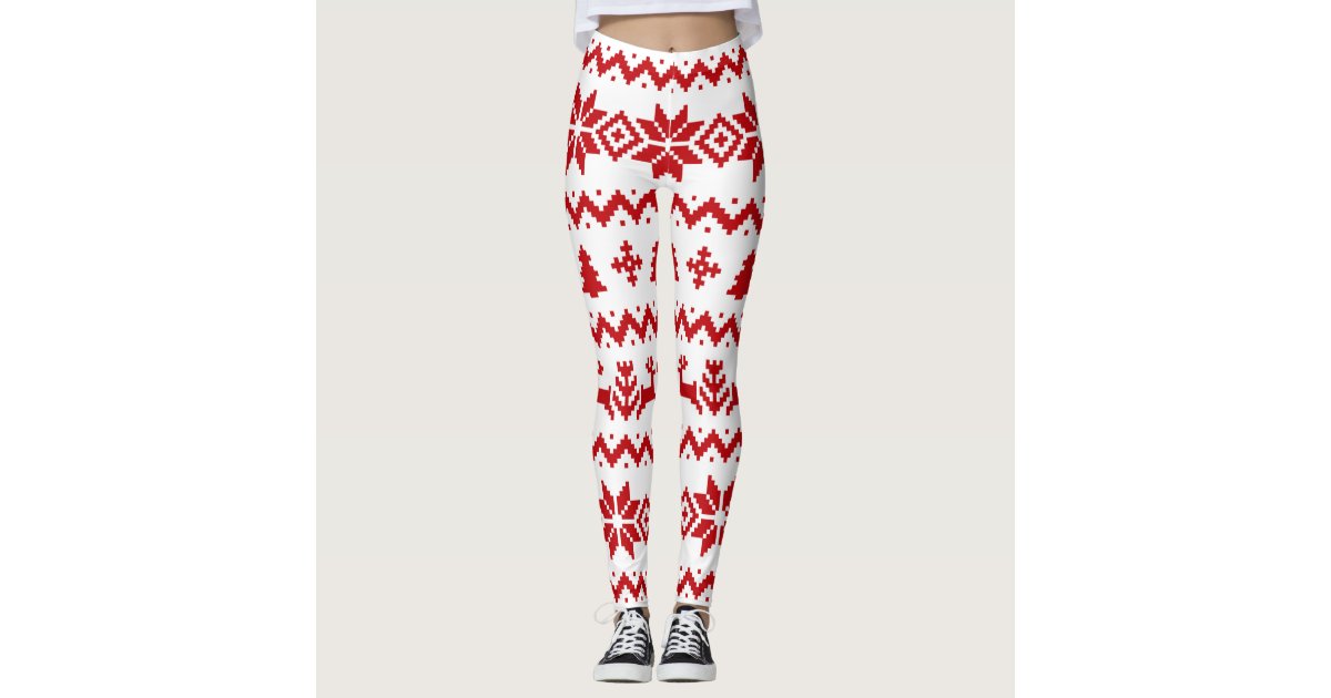 Ugly Christmas Sweater Pattern Leggings