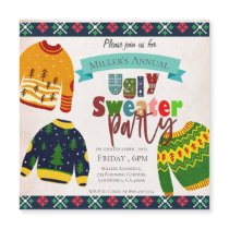 Ugly Sweater Pattern Christmas Party Invitation