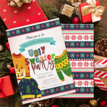 Ugly Sweater Pattern Christmas Party Invitation