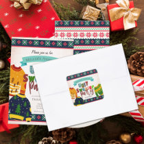 Ugly Sweater Pattern Christmas Party Invitation Square Sticker