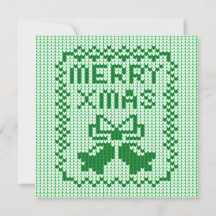 Ugly sweater pattern jingle bells and Merry Xmas w Invitation