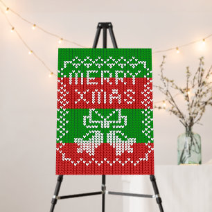 Ugly sweater pattern jingle bells Merry Xmas yarn Foam Board
