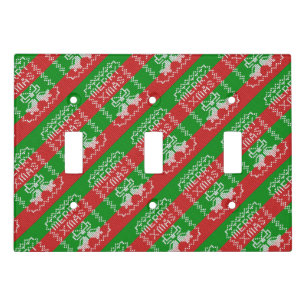 Ugly sweater pattern jingle bells Merry Xmas yarn Light Switch Cover