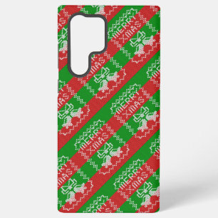 Ugly sweater pattern jingle bells Merry Xmas yarn Samsung Galaxy S22 Ultra Case