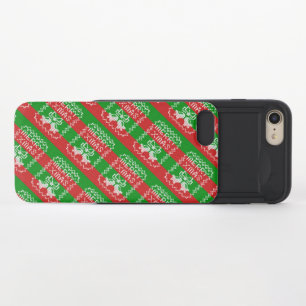 Ugly sweater pattern jingle bells Merry Xmas yarn iPhone 8/7 Slider Case