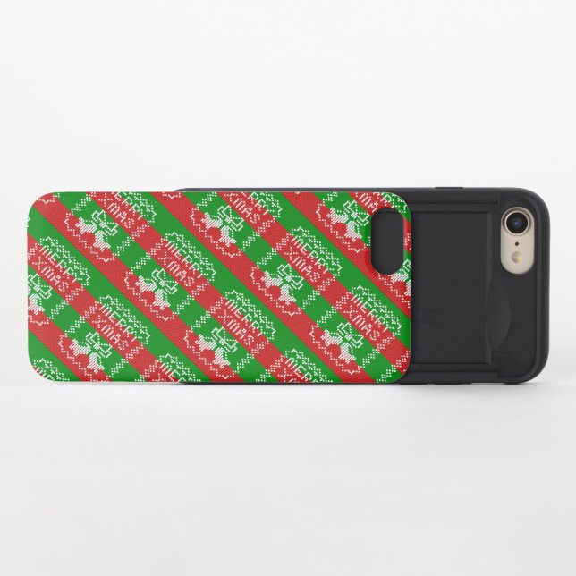Ugly sweater pattern jingle bells Merry Xmas yarn Uncommon iPhone Case (Open)