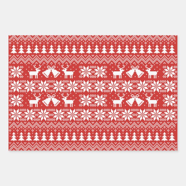 Ugly sweater pattern  wrapping paper sheets (Front)