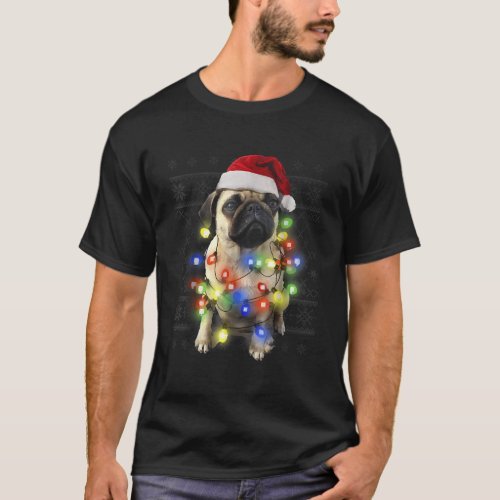 Ugly Sweater Photoreal Christmas Lights Pug