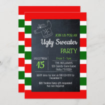 Ugly Sweater Red and Green Stripe Christmas Invitation