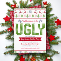 Ugly Sweater Red Green Christmas Holiday Party Fun Invitation