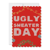 Ugly sweater red poster invitation