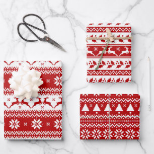 Ugly Sweater Reindeer & Christmas Tree Wrapping Paper Sheets