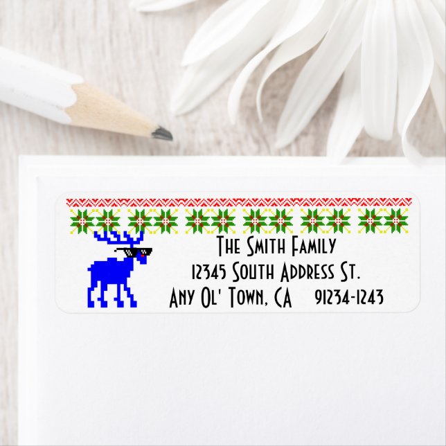 Ugly Sweater Reindeer (Deal With It) Christmas Label (Insitu)