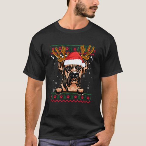 Ugly Sweater Reindeer Santa Christmas Boxer Dog