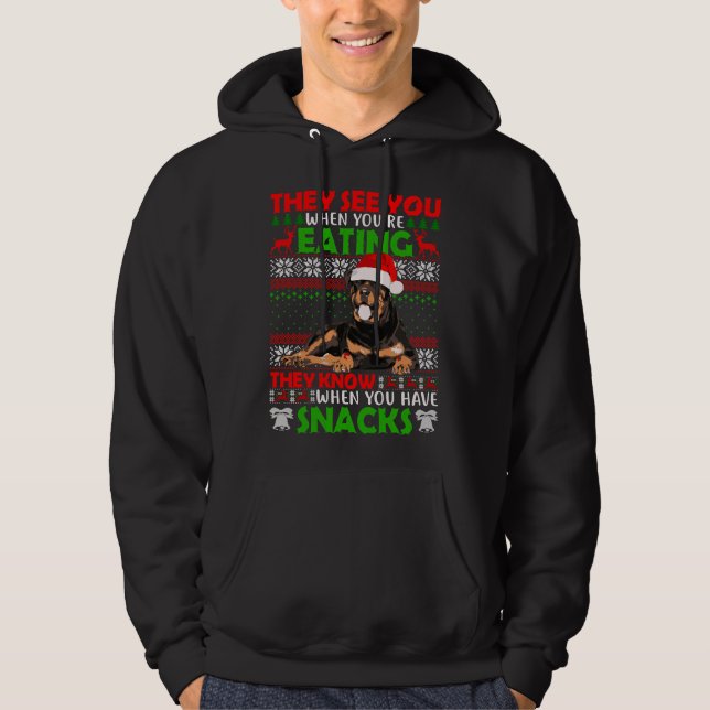 Ugly Sweater Rottweiler They See You Eating Christ (Front)