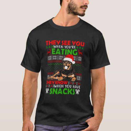 Ugly Sweater Rottweiler They See You Eating Christ