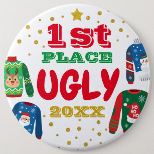 Ugly Sweater Round Button, Colossal, 6 Inch Button