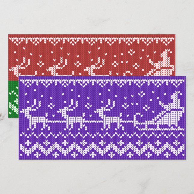 Ugly sweater Santa Claus sleigh and reindeers (Front/Back)