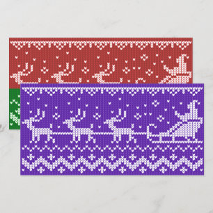 Ugly sweater Santa Claus sleigh and reindeers