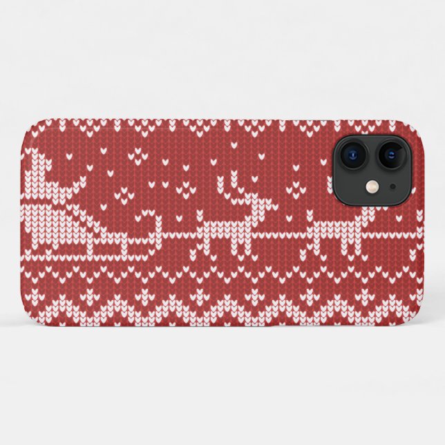 Ugly sweater Santa Claus sleigh and reindeers Case-Mate iPhone Case (Back (Horizontal))