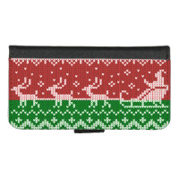 Ugly sweater Santa Claus sleigh and reindeers