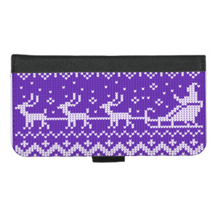 Ugly sweater Santa Claus sleigh and reindeers iPhone 8/7 Plus Wallet Case
