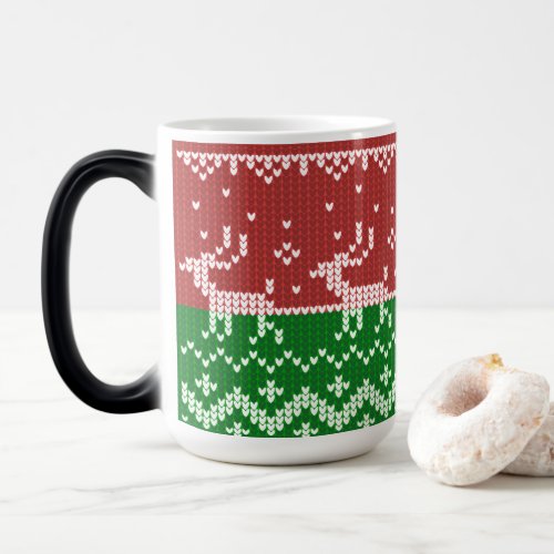 Ugly sweater Santa Claus sleigh and reindeers Magic Mug